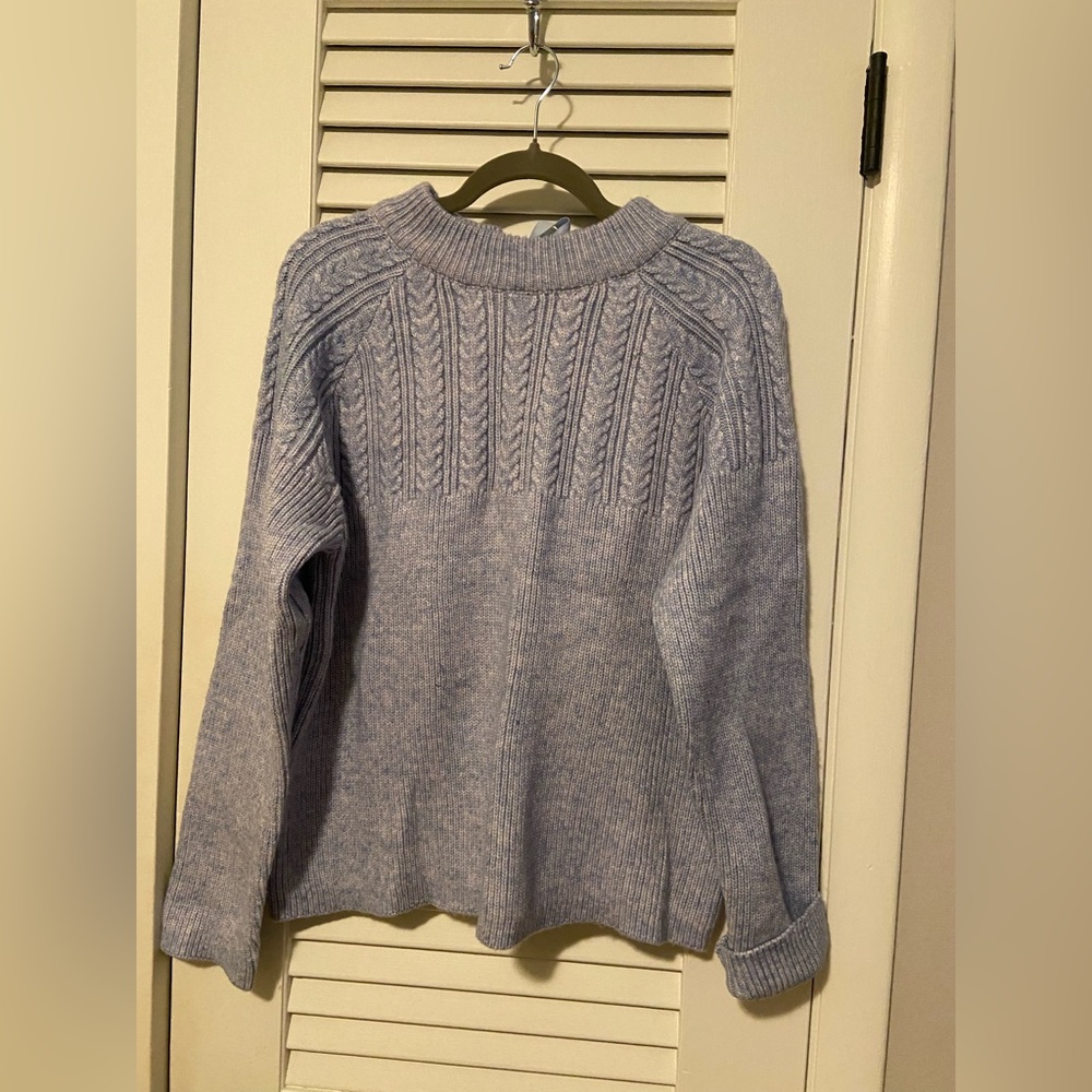 NWT Periwinkle Blue Cable Knit Sweater with Ribbon Bow Detail